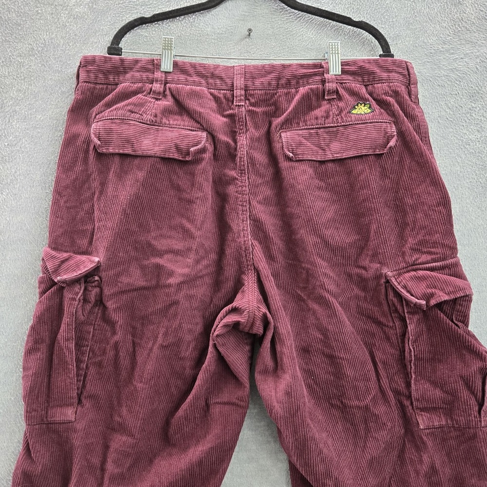 Vans Men Pants 38 Red Cargo Corduroy Flower Grunge Baggy Skater Y2K - Picture 12 of 13